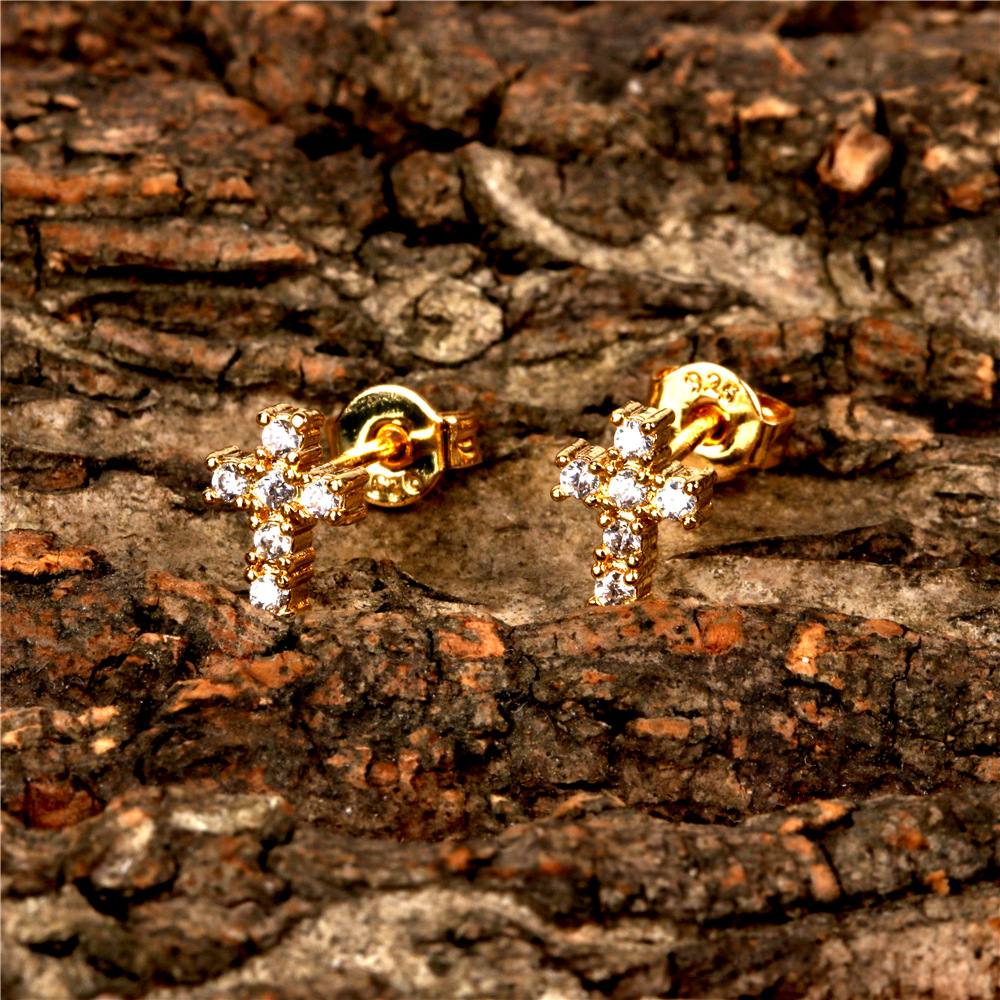 New Fashion Zircon Cross Earrings display picture 10