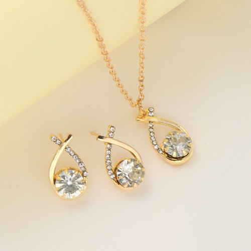 Elegant and Fashionable Diamond-Encrusted Cross CZ Waterdrop Pendant Earrings and Necklace Set for Women, Bestselling in Europe and America