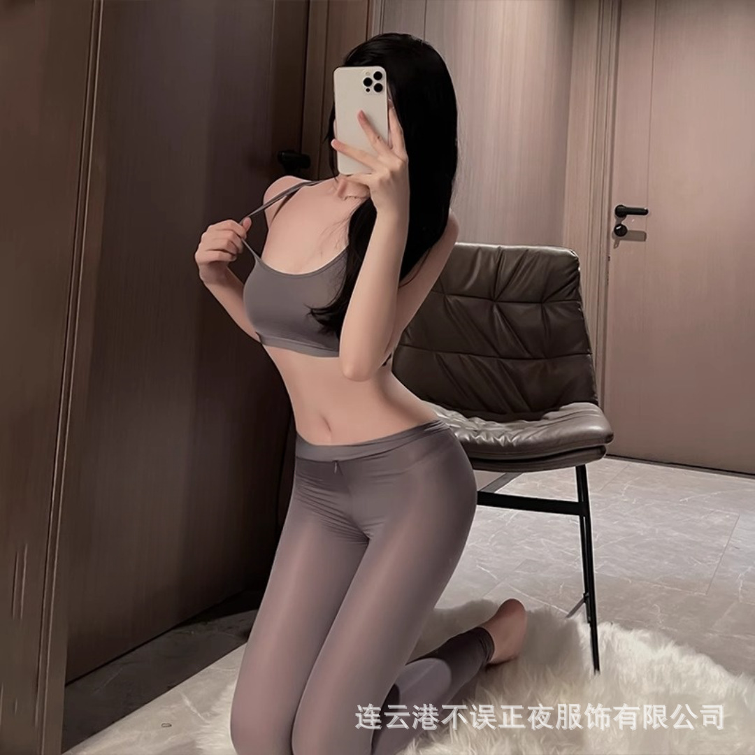 실수하지 않는 밤 섹스 란제리 섹시한 오픈 크로트 요가 바지 세트 순수한 욕망 유혹 무료 기계 파자마 qqny 여성