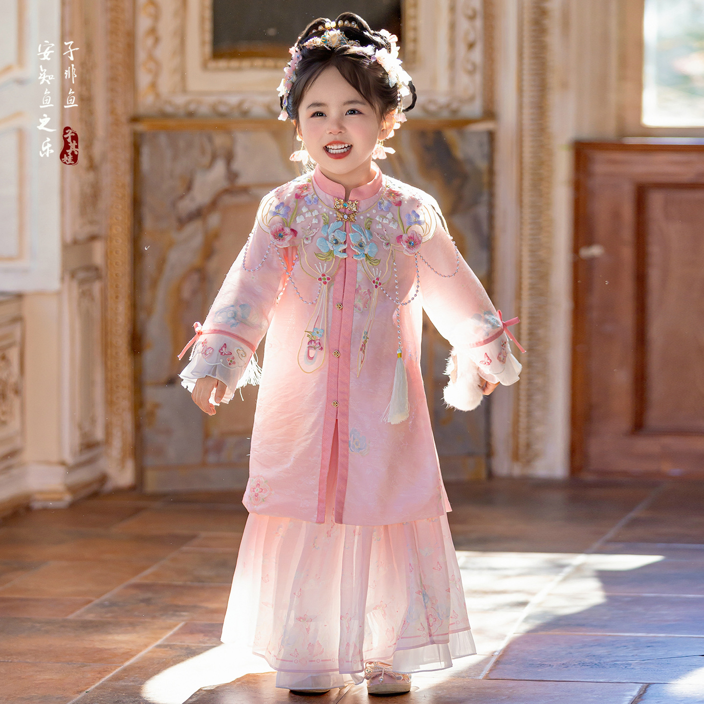 Girls' Hanfu Spring and Autumn New Style Children's Hanfu Ming-style Cloud Shoulder Set Ancient Style Super Fairy Chinese Style Tang Suit with Horsehair Skirt