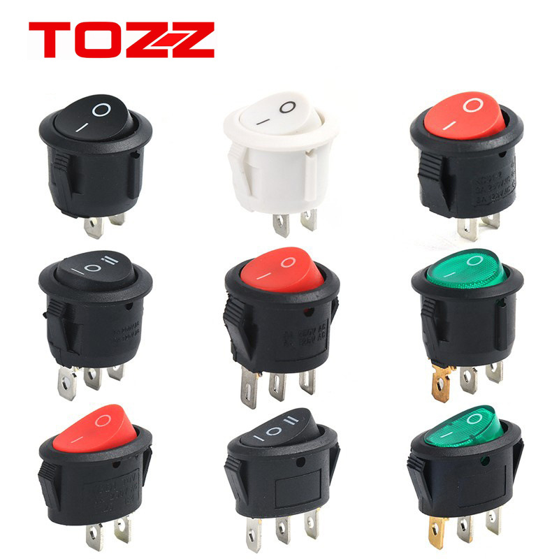 厂家船型开关KCD15圆形带灯电源开关3脚防水椭圆2脚船型翘板开关