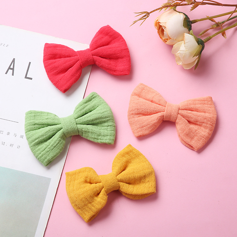 Cotton gauze hairgrip with bow