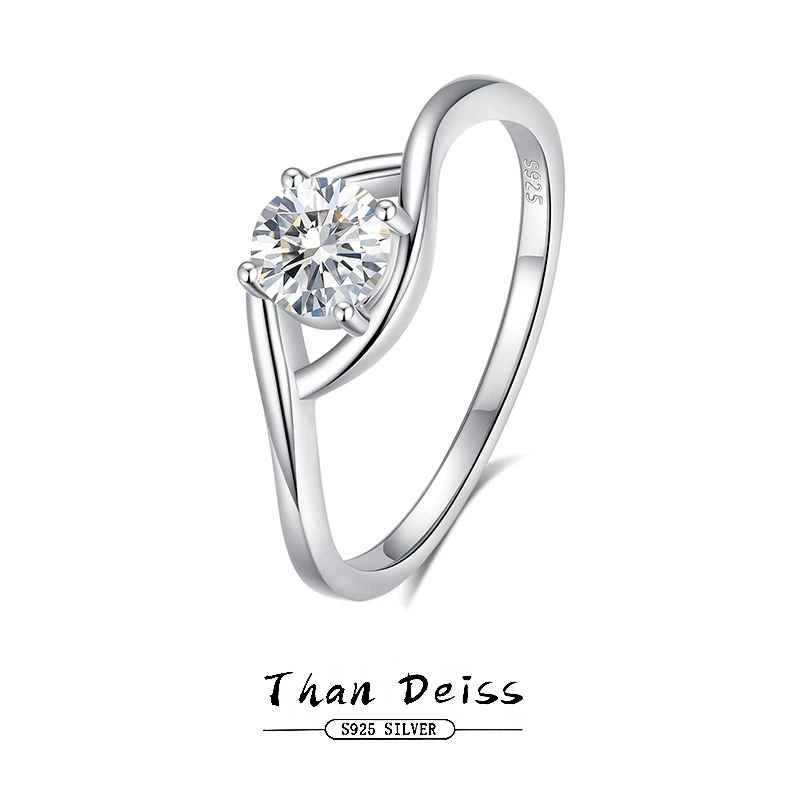 Искусное глазоподобное изгибающееся кольцо с Moissanite 0.5 карат, чехлы Four-claw, кольцо из стерлингового серебра 925, классическое нишевое женское украшение оптовая продажа