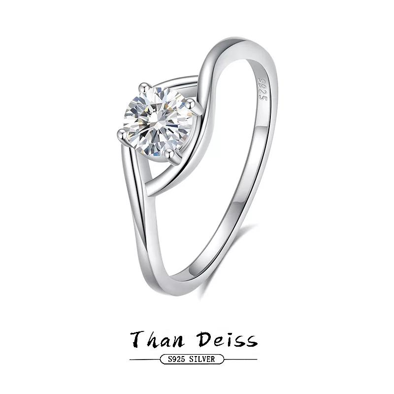 Искусное глазоподобное изгибающееся кольцо с Moissanite 0.5 карат, чехлы Four-claw, кольцо из стерлингового серебра 925, классическое нишевое женское украшение оптовая продажа