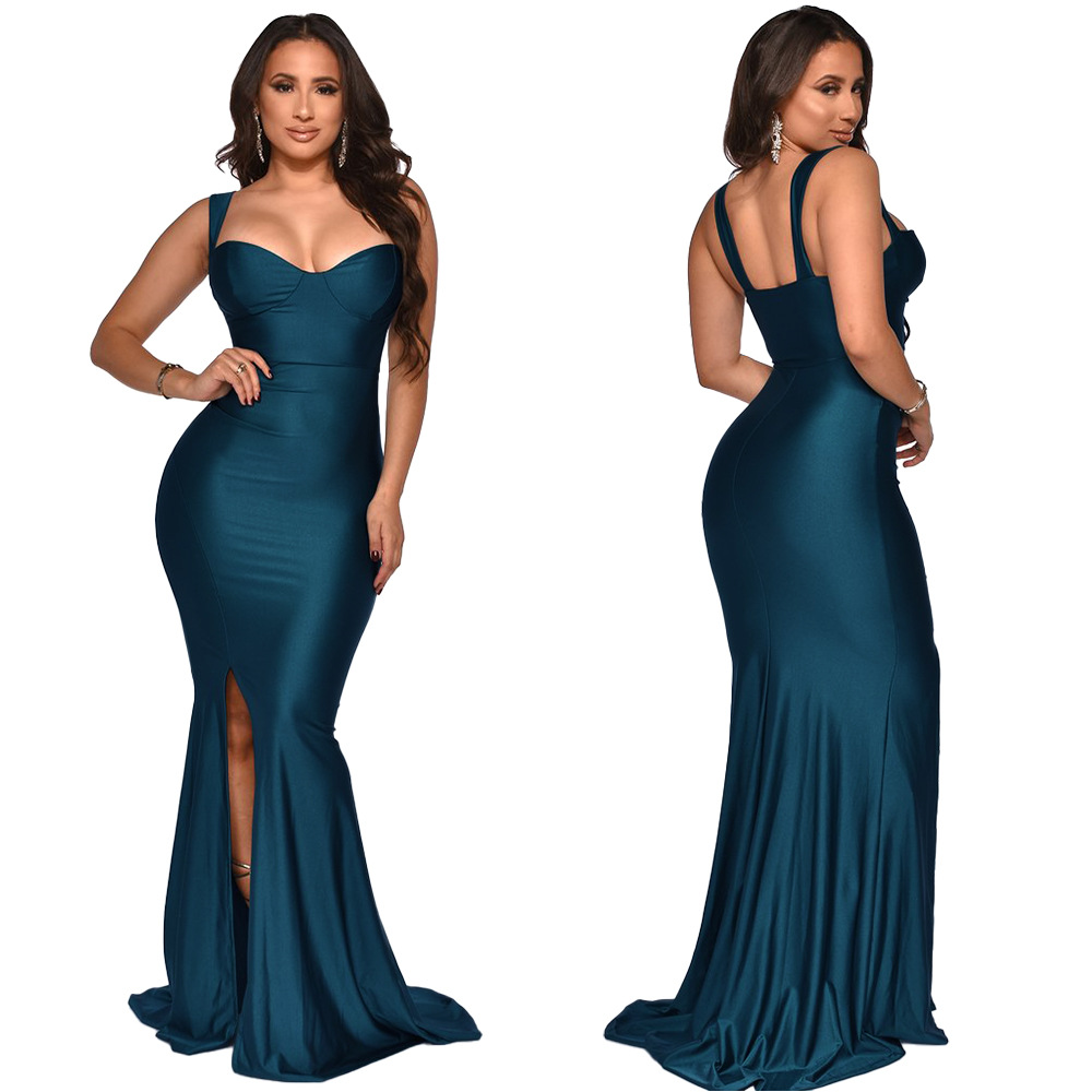 Slim Tube Top Sling Split Prom Dress NSMYF107923