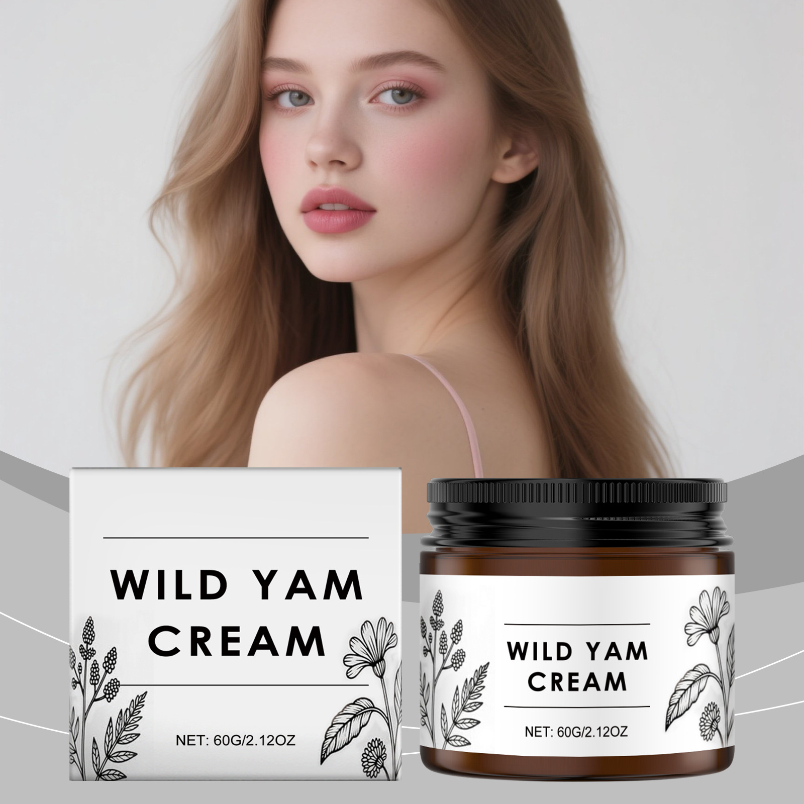 Wild Yam Balancing Moisturizing Cream for Women's Face and Body, Universal, Easy to Absorb, Improves Skin Elasticity, Luster and Transparency