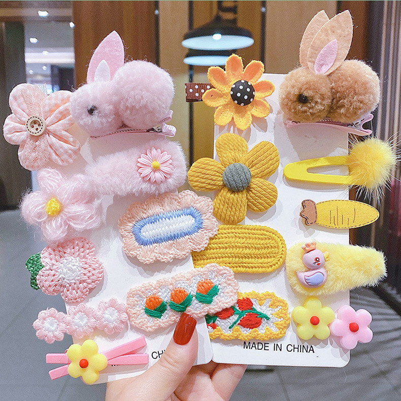 Cute Heart Shape Flower Plush Handmade Hair Clip 1 Set display picture 7