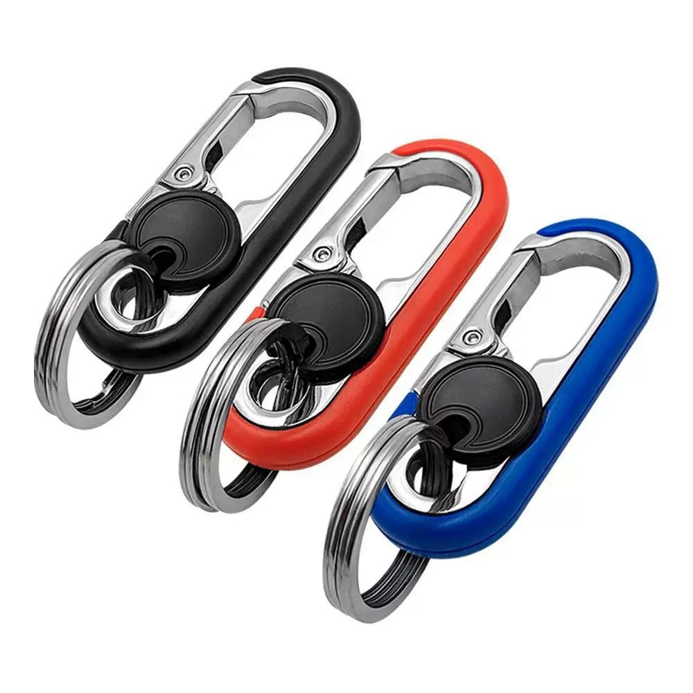 男士商务汽车钥匙扣纯色锌合金腰挂锁匙扣双环摩托车电动车钥匙链