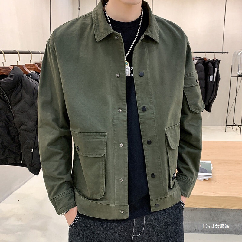 Pure Cotton Men's Casual Clothing Spring and Autumn Jacket Men's Autumn Korean Style Trendy Workwear Jacket Men's 2025 New Men's Clothing Pure Cotton Men's Casual Clothing Spring and Autumn Jacket Men's Autumn Korean Style Trendy Workwear Jacket Men's 2025 New Men's Clothing