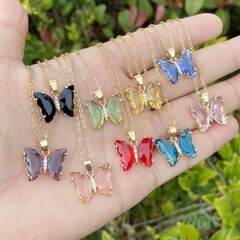 欧米のクロスボーダーのアクセサリの多色の蝶のネックレスの個性の蝶の首飾りのINSの気質の鎖