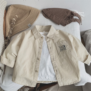 Cartoon Lapel Long-Sleeved Shirts Japanese and Korean Style Kidsren's Clothing for Boys and Girls Baby Versatile Shirts Spring & Fall Clothing