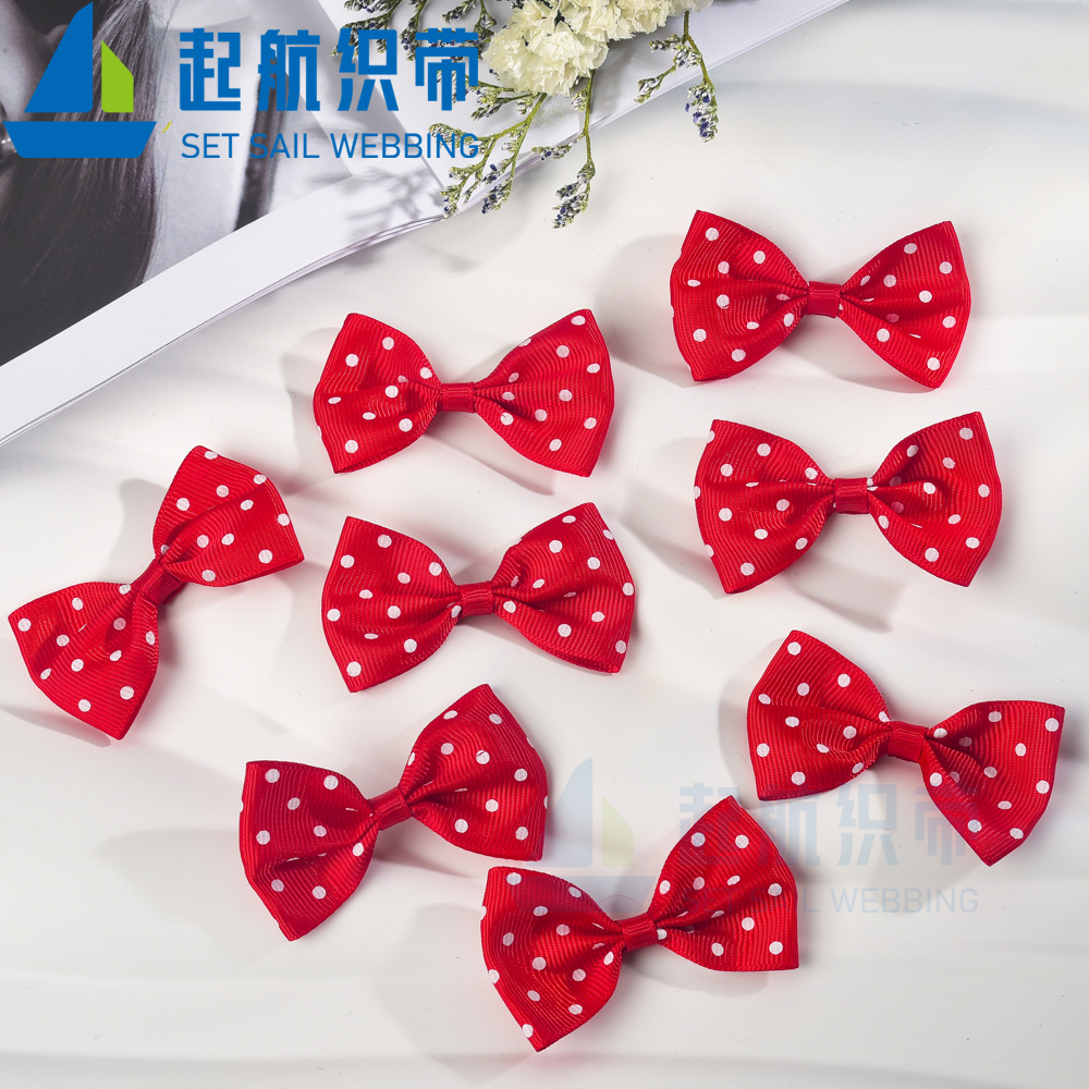 6.5CM波點羅紋帶蝴蝶結 diy手工蝴蝶結 服裝飾品配件蝴蝶結