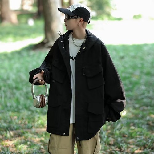 Men's Spring and Autumn Fashion Brand American Workwear Style Jacket with Design Sense, Unique Trendy Outerwear