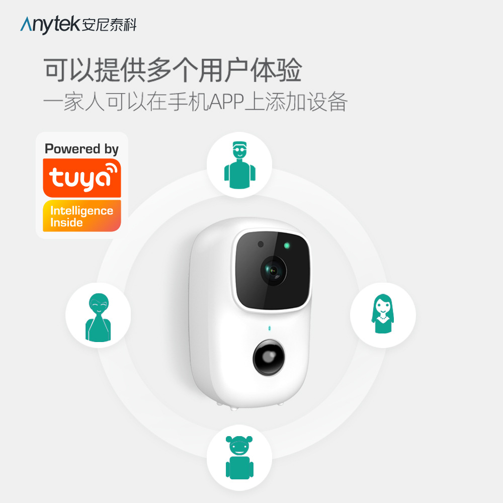 涂鸦摄像头家用WiFi免布线高清智能监控低功耗夜视监控摄像头