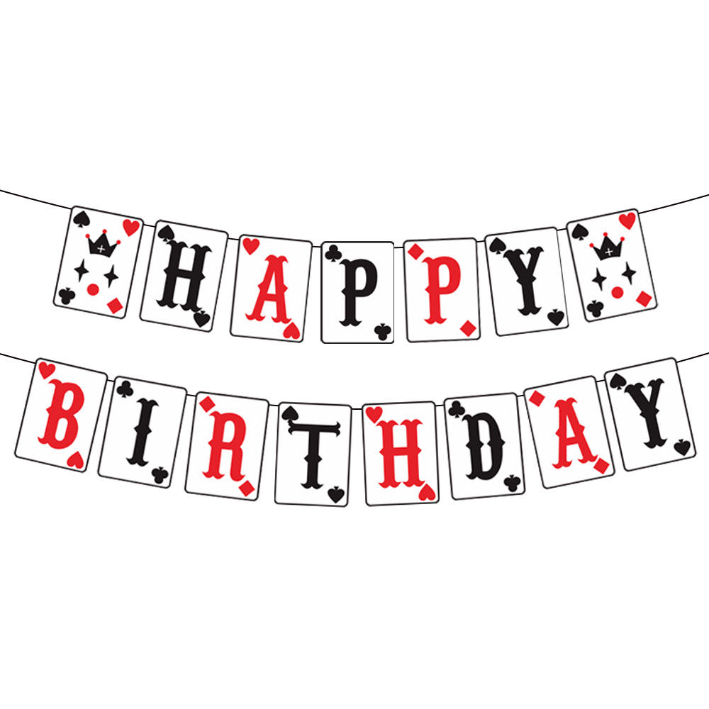 Amazon Poker Decoración de cumpleaños Banner Casino Entretenimiento Tema Lavado de flores Decoración de fiesta de cumpleaños Poker Tirado de banderas