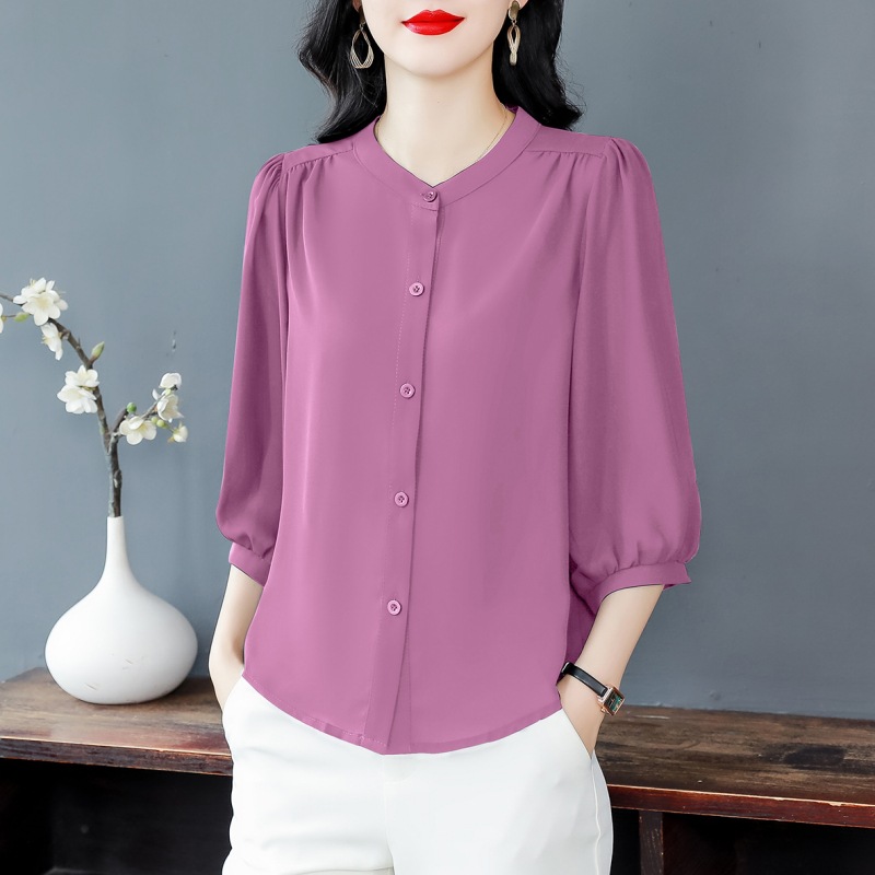 Silk summer fashionable elegant solid color shirt