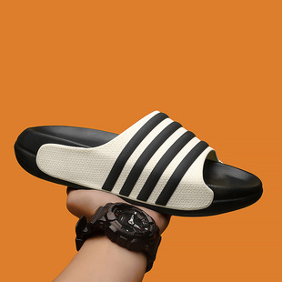 Factory Direct Sales Southeast Asia and Vietnam New Striped Unisex Summer Soft-Soled Slippers Non-Slip Wear-Resistant Couple Slippers