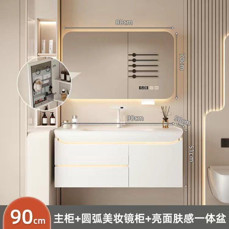 [둥근모서리 미용거울장]-핫스타일_도장도어패널 + 90CM 윤기있는 피부촉감