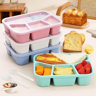 Food Grade Rice Husk Lunch Box Wheat Tableware Lunch Box Wheat Fragrance Straw Split Lunch Box Square Fast Food Box