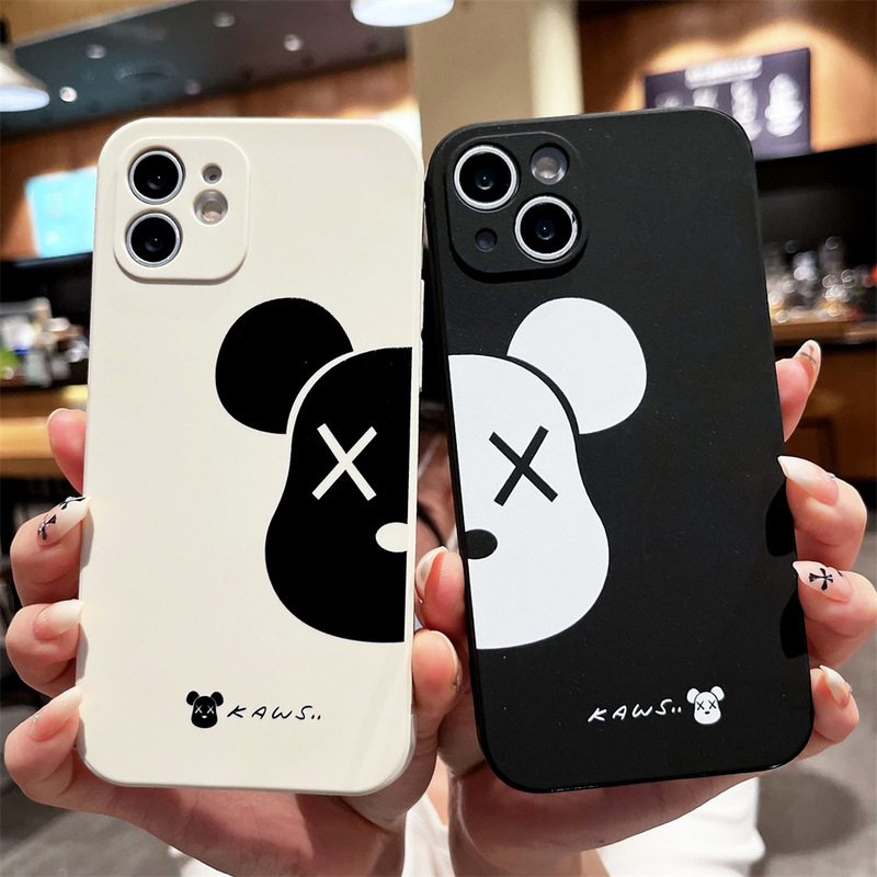 Cartoon Trendy Brand Kaws Bear for Apple 13Promax Phone Case iPhone12pro Silicone Couple Women XSM