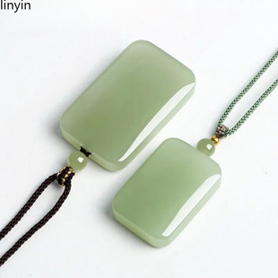 Xinjiang Hetian Jade Pendant Lake Water Green Peace Jade Pendant for Men and Women Duck Egg Green Lake Water Green Jade Pendant