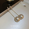 Silver needle from pearl, beads, fashionable design earrings, french style, trend of season, internet celebrity, wholesale