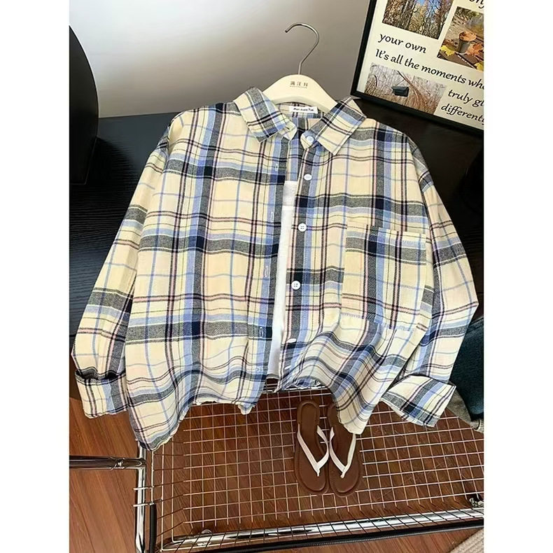작은 가을 새로운 격자 무늬 셔츠 여성 한국 스타일 패션 느슨한 게으른 슬림 격자 무늬 카디건 재킷 여성 트렌디
