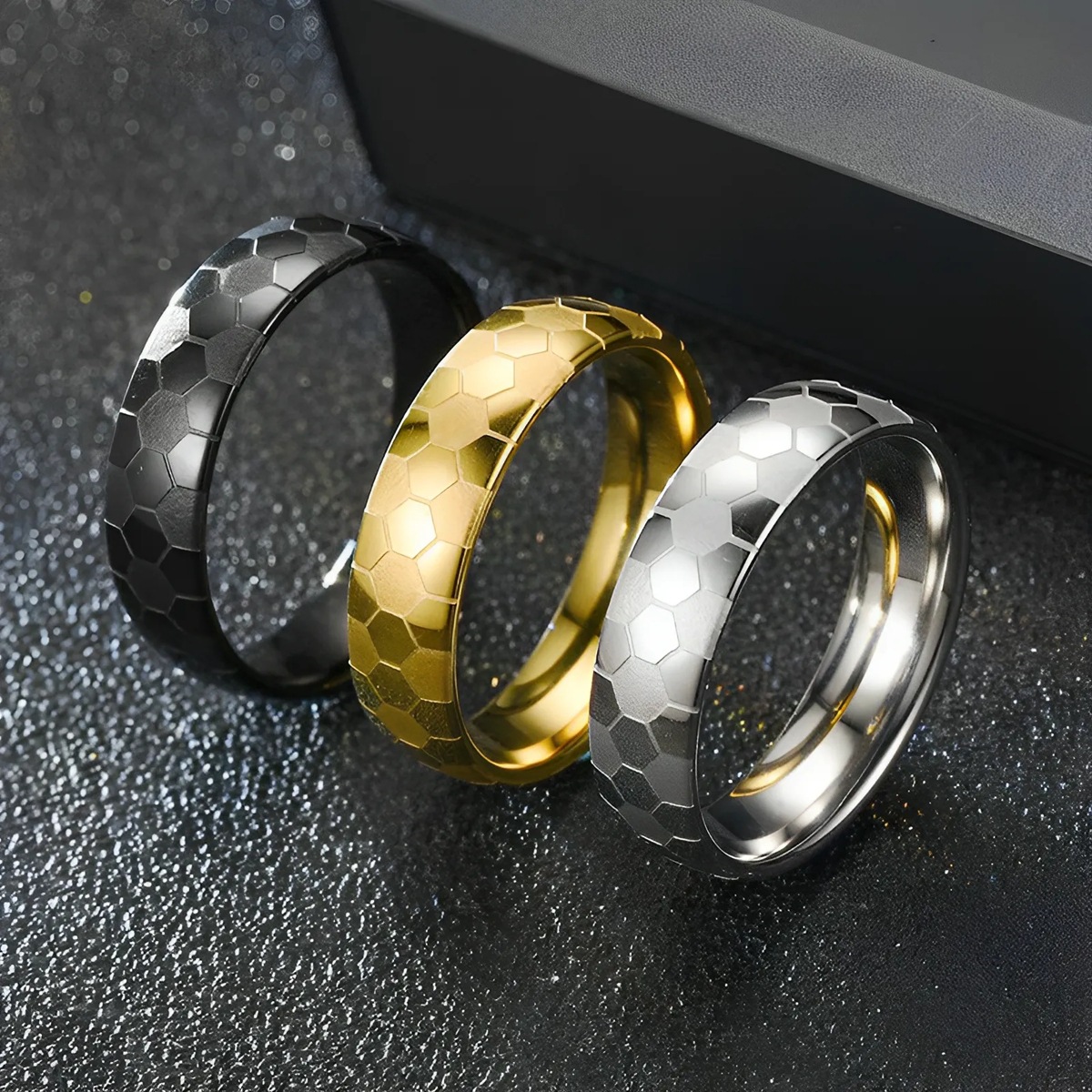 流行设计中性风 足球钛钢戒指 跨境亚马逊世界杯球迷指环可刻LOGO