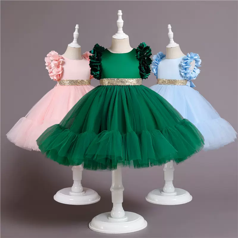 韩版儿童婚纱裙万圣节儿童演出礼服女童公主蓬蓬裙跨境童装礼服夏