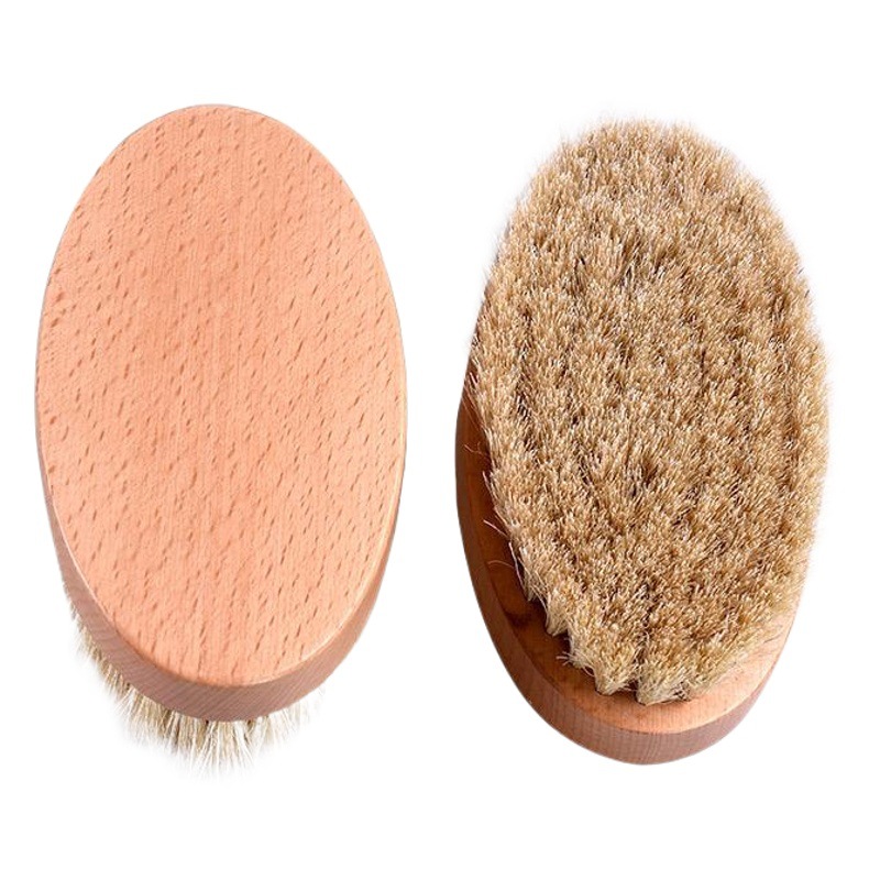 Cepillo de zapato de stock Cepillo de zapato de melena de caballo blanco puro de madera de haya Cepillo de pelo de caballo redondo Cepillo de limpieza y eliminación de polvo Cepillo de pulido Cepillo de ropa