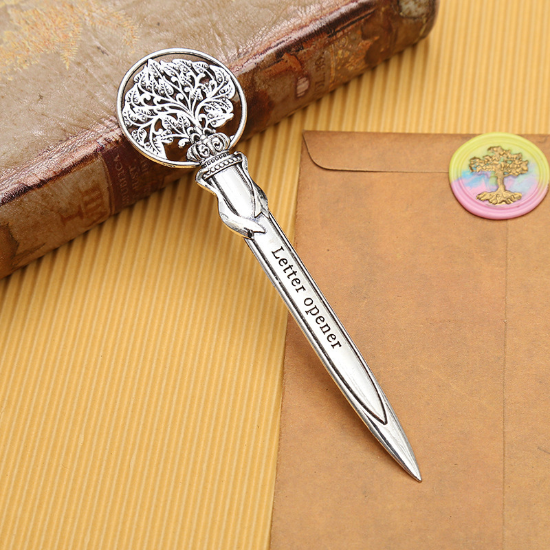 Cuchillo de apertura de cartas de metal sobre retro europeo y americano cuchillo de apertura de cartas de aleación de zinc cuchillo de apertura de documentos expresos fabricantes en stock