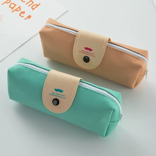 韩版PU按扣笔袋简约小清新学生文具袋一年级男女孩大容量铅笔袋