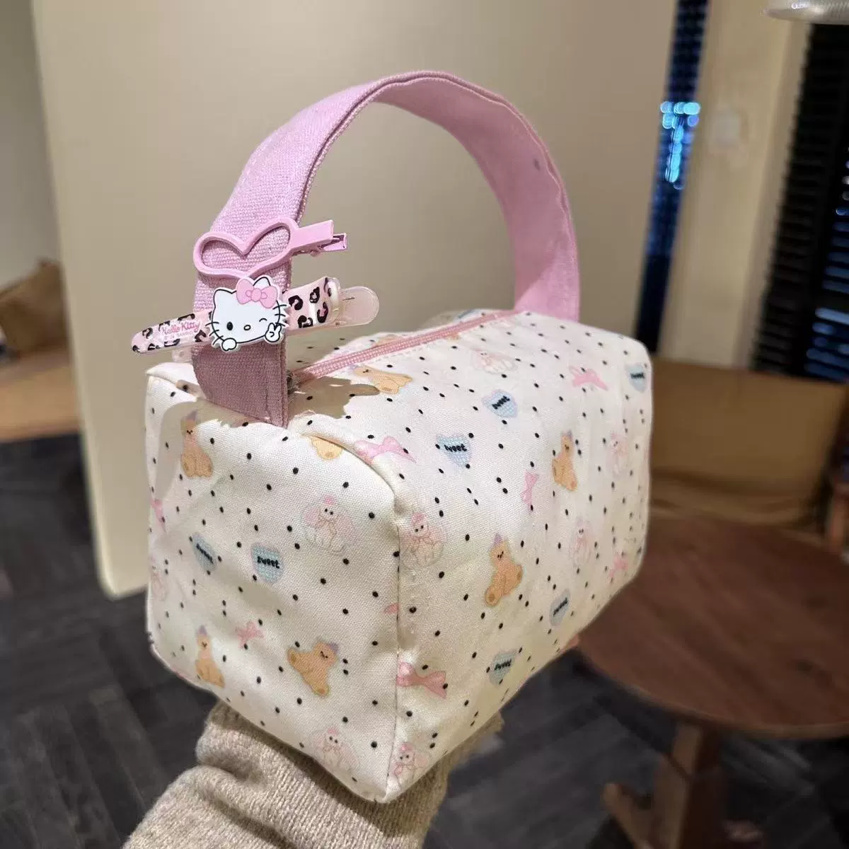 Весенне-осенняя новая портативная сумка для туалетных принадлежностей с мультяшным медведем, дорожная сумка для хранения, большая вместительная трехмерная дорожная сумка