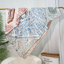 秋冬新款重磅真丝大方巾 双面印花100桑蚕丝巾提花披肩高级感围巾