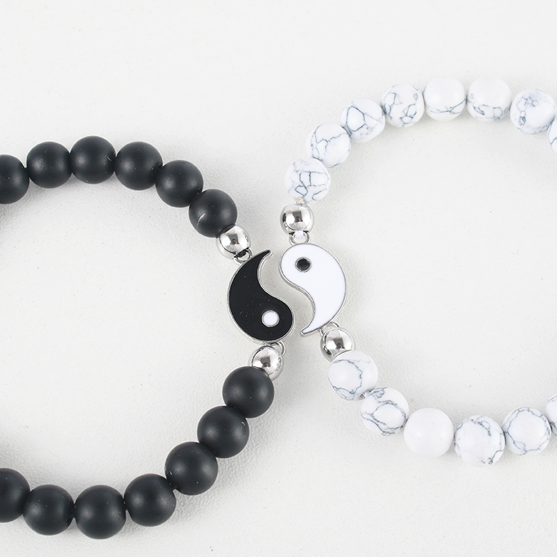 Fashion Tai Chi Yin Yang Frosted Beaded Simple Braceletpicture3