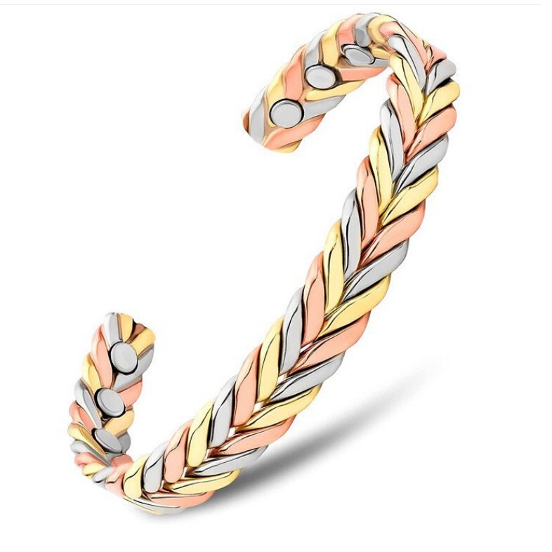 Cross-Border Amazon Aliexpress Three-Color Retro Braided Copper Bracelet Magnetic Bracelet Factory Direct Sale Cross-Border Amazon Aliexpress Three-Color Retro Braided Copper Bracelet Magnetic Bracelet Factory Direct Sale