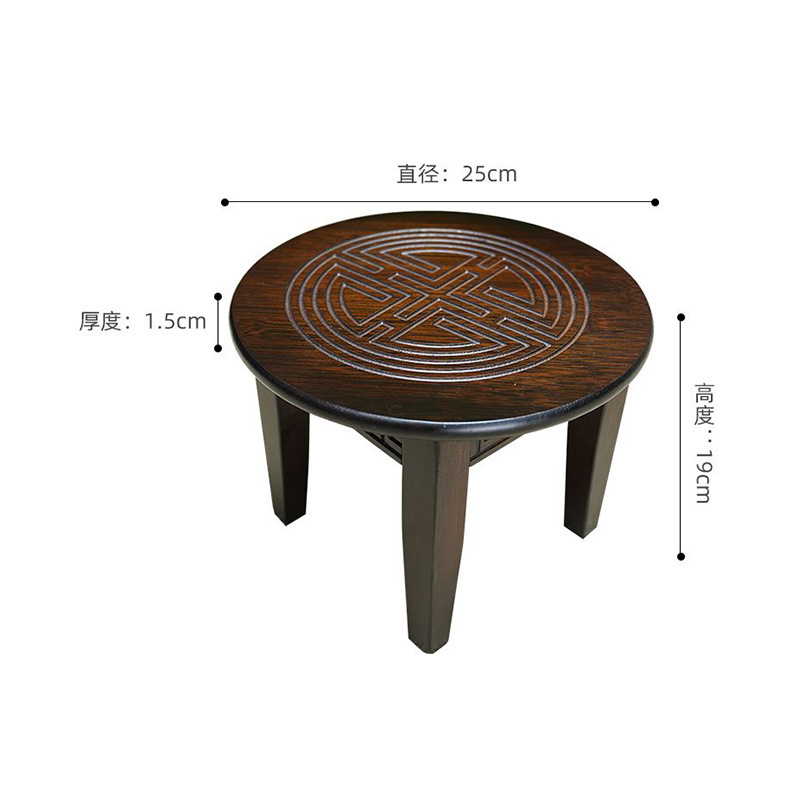 批发新中式楠竹福字小圆凳 家用客厅矮凳 创意复古中式茶几凳板凳|undefined