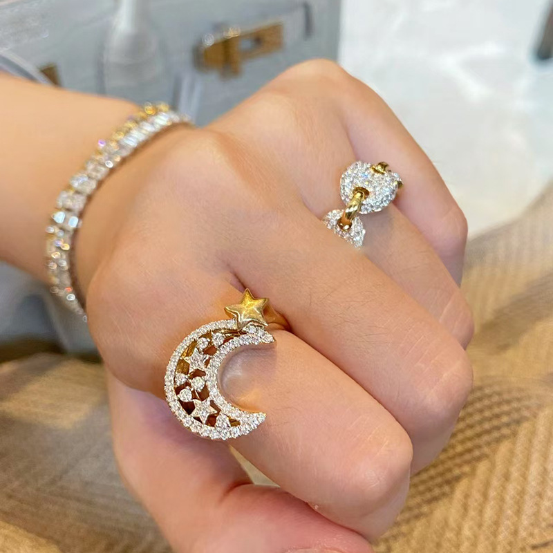 Copper Material Wholesale Jewelry Casual Star Copper Zircon Inlay Rings