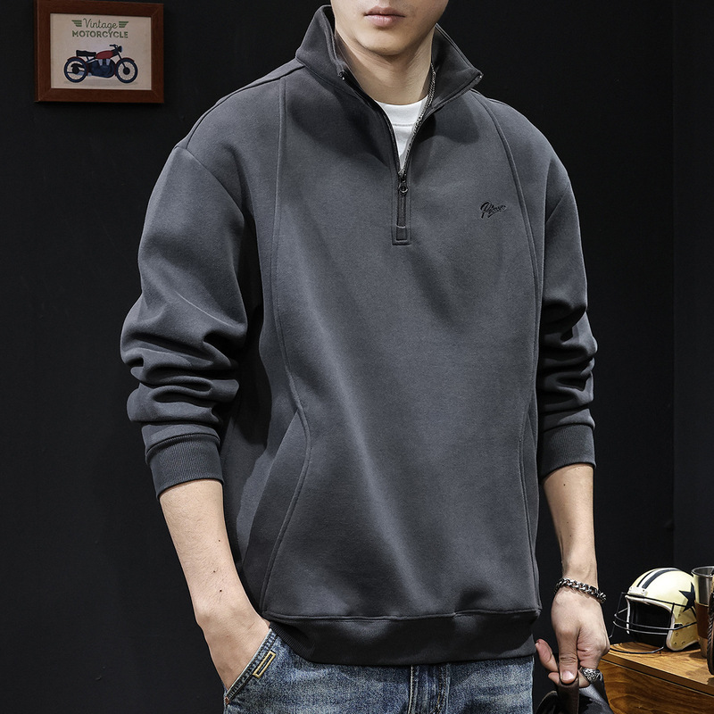 Half-High Collar Fleece Sweatshirt for Men 2025 New Autumn and Winter Heavyweight Men's Clothing Plus Size Men's Pocket Trendy Brand Clothes for Autumn Half-High Collar Fleece Sweatshirt for Men 2025 New Autumn and Winter Heavyweight Men's Clothing Plus Size Men's Pocket Trendy Brand Clothes for Autumn