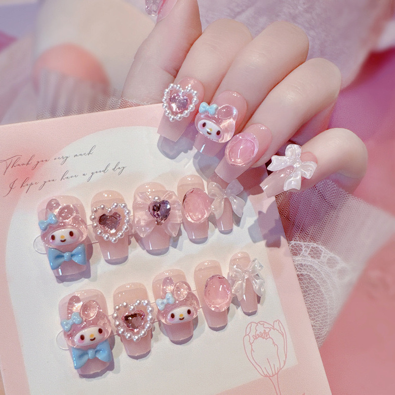 Children's Wearable Nail Tips for 3-6 Year Olds, Cute Cartoon Nail Stickers for Girls, Wholesale Nail Tips
