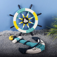 地中海风格木质船舵船锚装饰挂件创意儿童房家居墙面壁饰酒吧客厅