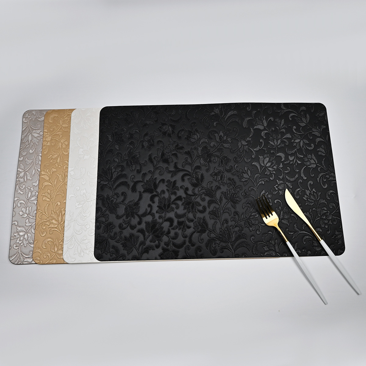 Cojín de cuero bordado imitación cojín de PVC cojín occidental de lujo ligero nórdico retro impermeable aislamiento térmico cojín de mesa restaurante hotel al por mayor