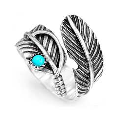 Cross-border new arrivals: European and American-style alloy geometric feather-shaped rings&mdash;adjustable, open-design accessories for women, available directly from the manufacturer.