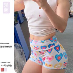 新款跨境外贸三分裤女高腰提臀训练速干运动跑步健身瑜伽裤