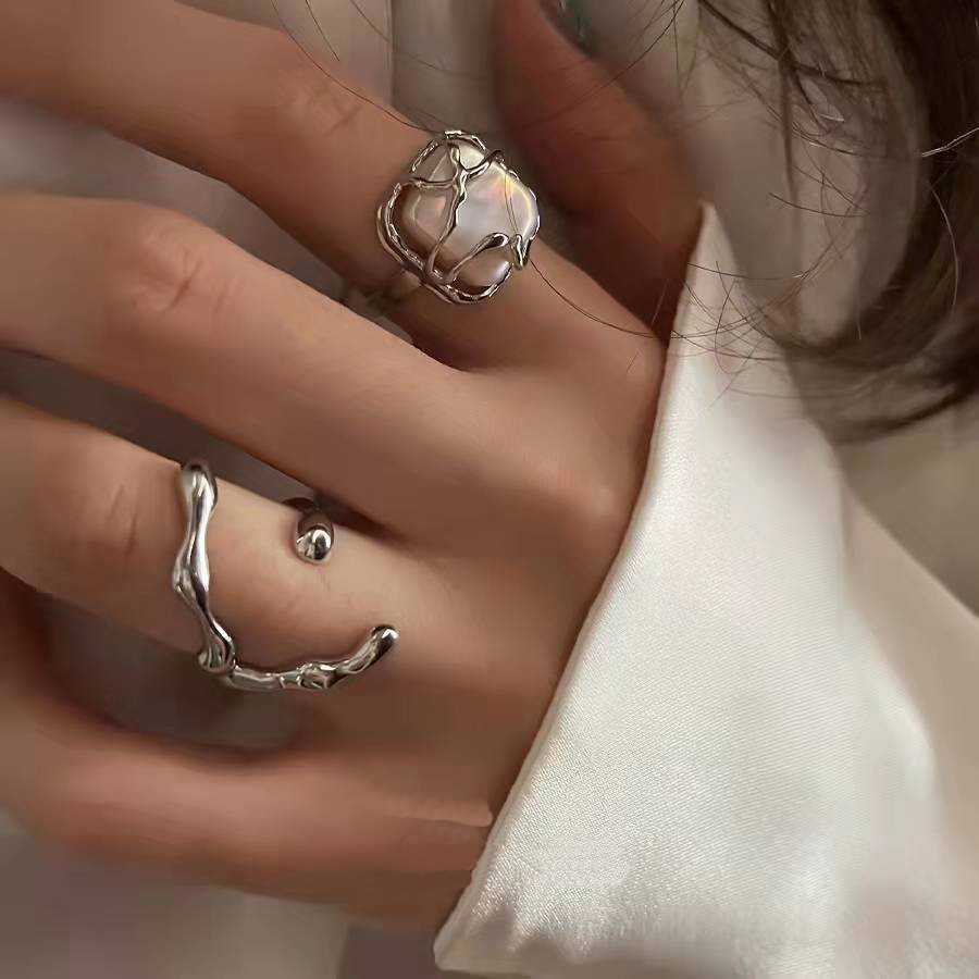 戒指女不掉色复古月光石西班牙开口小众设计高级感冷淡风珍珠指环详情2