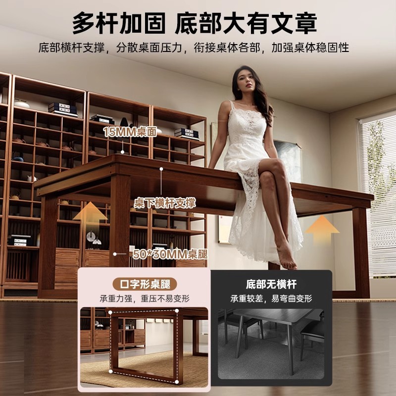 Mesa de comedor de madera maciza para uso doméstico pequeño apartamento rectangular mesa y silla de color nogal combinación mesa de comedor de madera de caucho de estilo antiguo