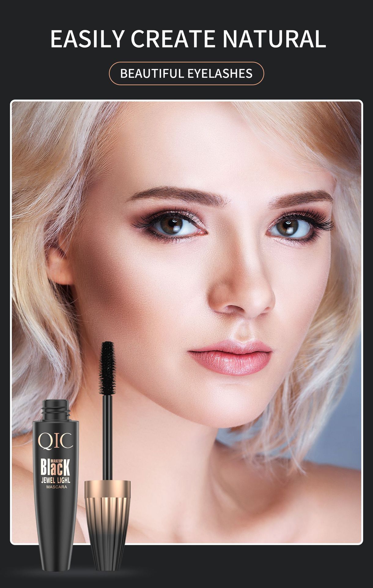QIC Cini Color Plump 4D Mascara is a long, thick, curling, non-smudging, waterproof Mascara for cross-border makeup undefined