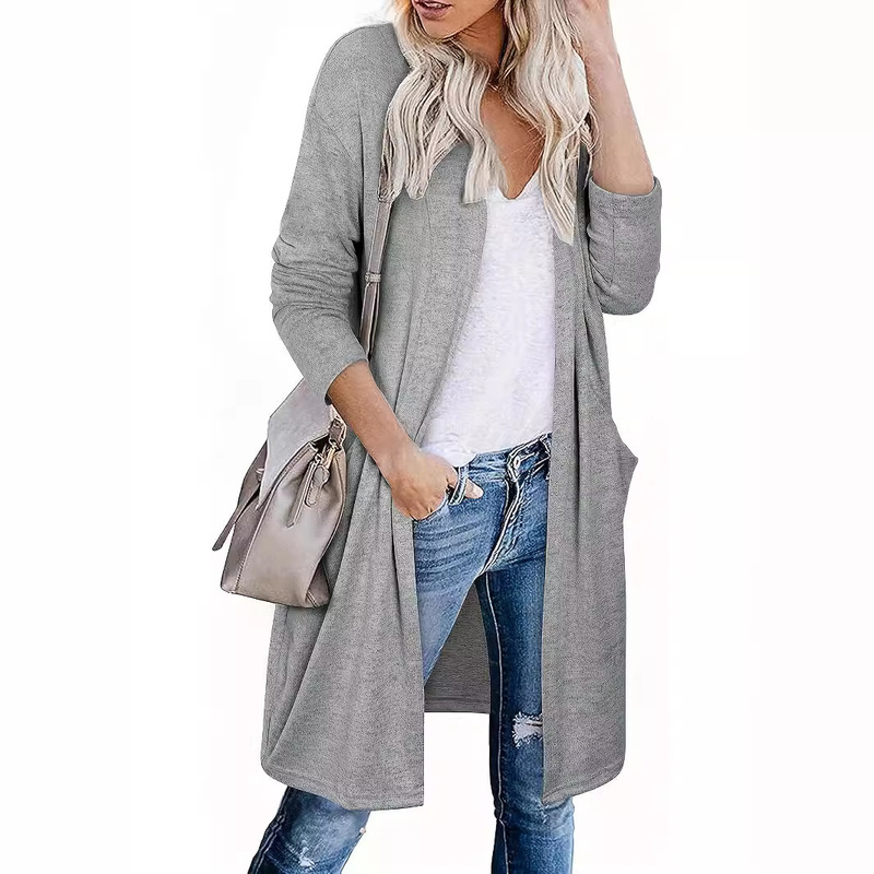 2024 summer new women's cardigan long sleeve lightweight autumn sweater with pocket-XW046