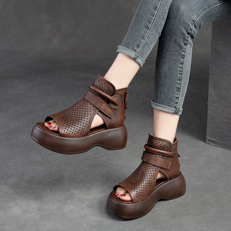 Summer breathable comfortable sandals platform with velcro