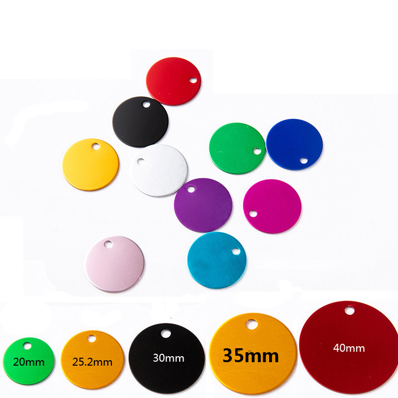 Round Aluminum Hang Tags with Inner Holes, 5 Sizes, 10 Colors, 1mm Thick, Fiber Laser Engraving Tags, DIY Accessories, Jewelry